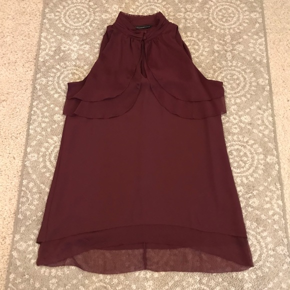 WHBM high low halter tunic blouse in burgundy - Picture 6 of 14